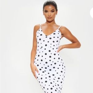 White and black polka dot dress